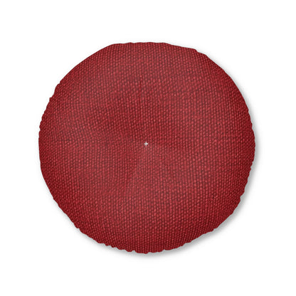 Bold Ruby Red: Denim-Inspired, Passionate Fabric Style - Tufted Floor Pillow, Round