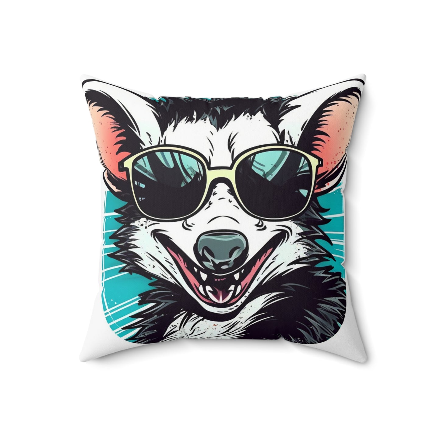 Joyful Opossum Retro Animation Spun Polyester Square Pillow