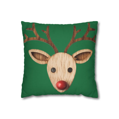 Red Reindeer Nose Christmas Classic Winter Season - Spun Polyester Square Pillow Case