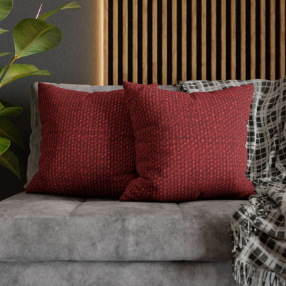 Bold Ruby Red: Denim-Inspired, Passionate Fabric Style - Spun Polyester Square Pillow Case