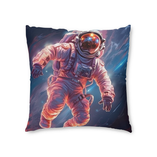 Astronaut Outer Space - Galaxy Starfield Art - Tufted Floor Pillow, Square