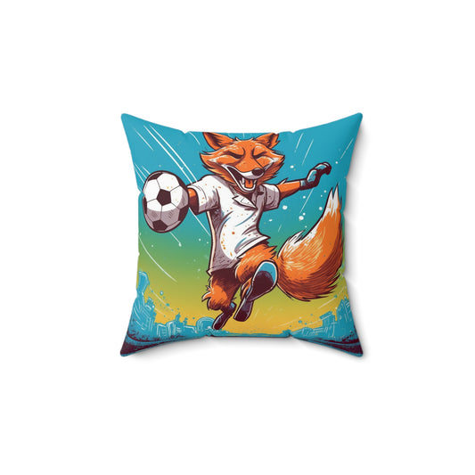 Fox Soccer Athletic Sport Anime Graphic Spun Polyester Square Pillow