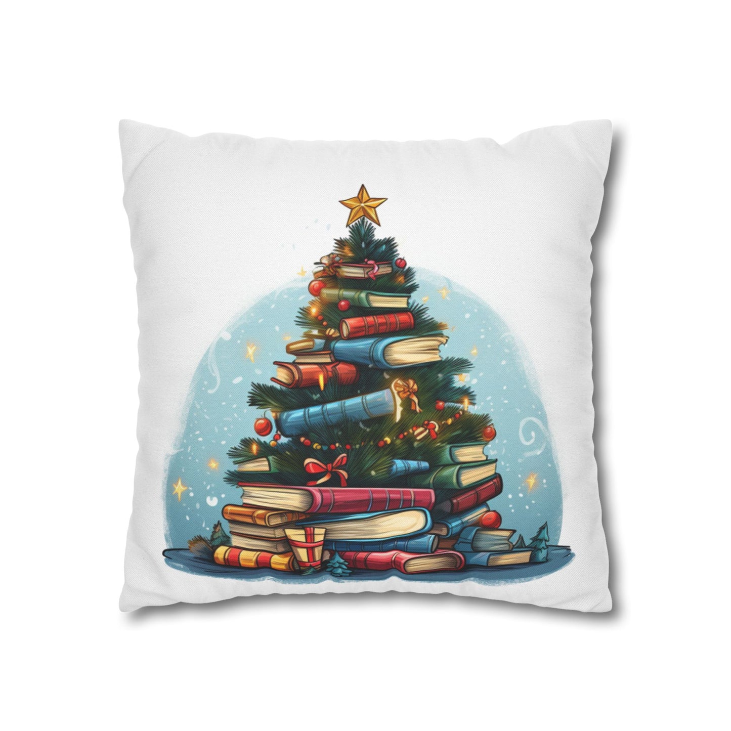 Book Lover Christmas Tree, Gift For Readers - Spun Polyester Square Pillow Case