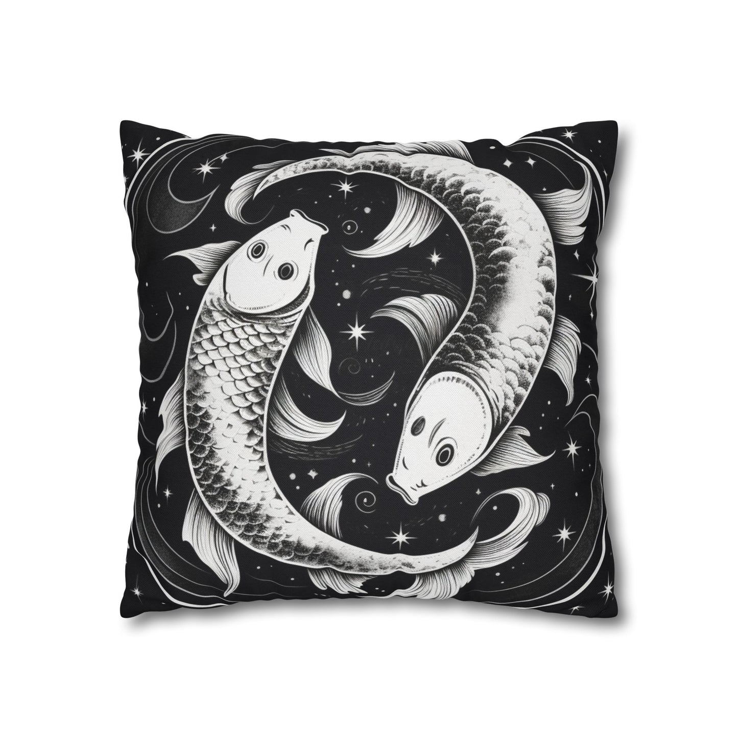 Pisces Zodiac Sign Polyester Square Pillow Case, Double Sided Design