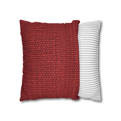 Bold Ruby Red: Denim-Inspired, Passionate Fabric Style - Spun Polyester Square Pillow Case