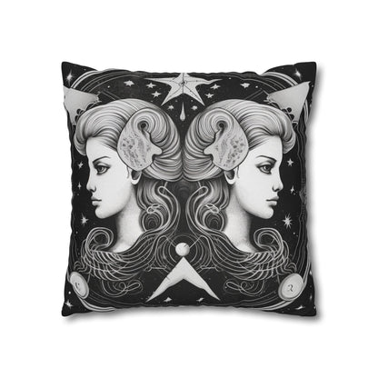 Gemini Zodiac Polyester Square Pillow Case, Indoor, Double Sided Print