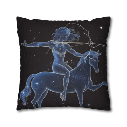 Sagittarius Zodiac in Starlit Universe - Fluorescent Colors - Spun Polyester Square Pillow Case