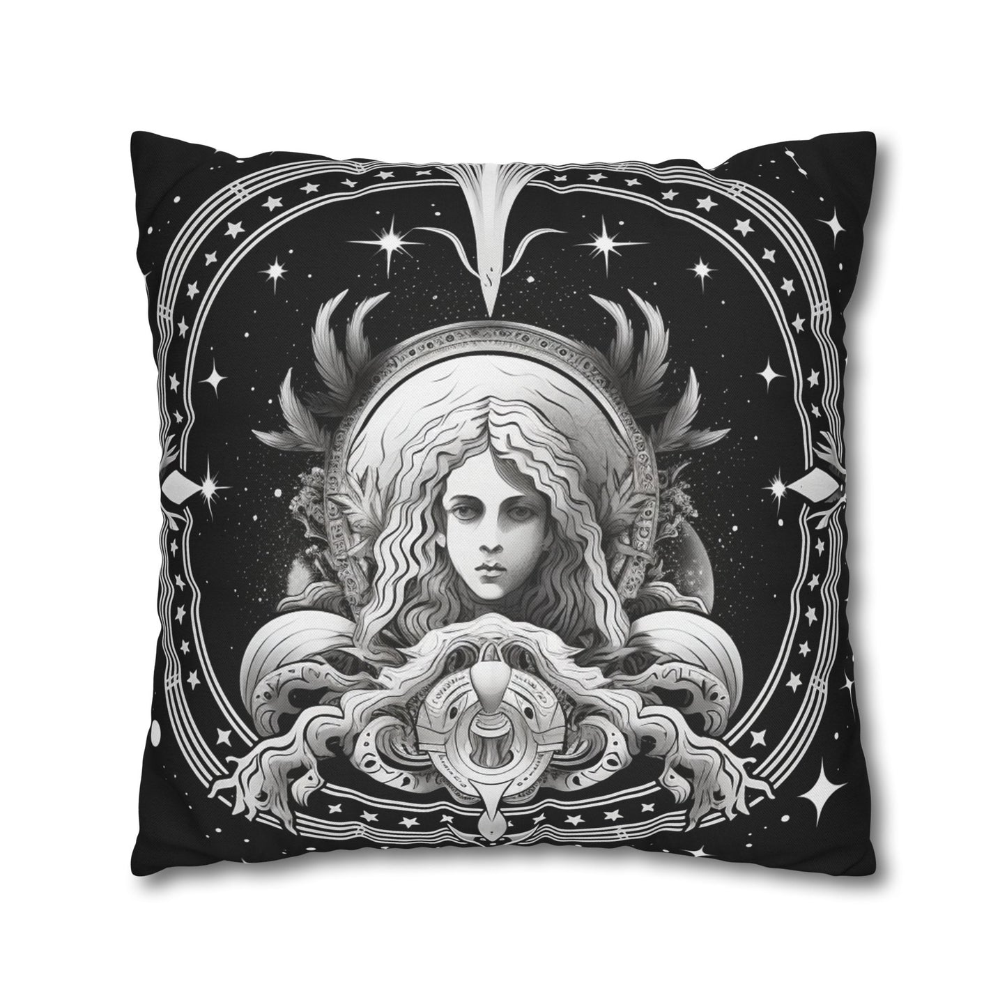 Virgo Zodiac Polyester Square Pillow Case, Indoor, Double Sided Design