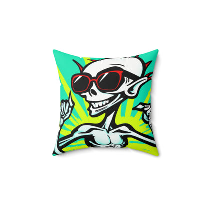 Beach Bum Summer Alien Anime Spun Polyester Square Pillow