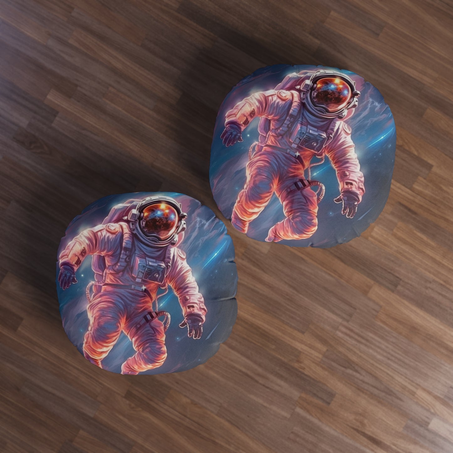 Astronaut Outer Space - Galaxy Starfield Art - Tufted Floor Pillow, Round