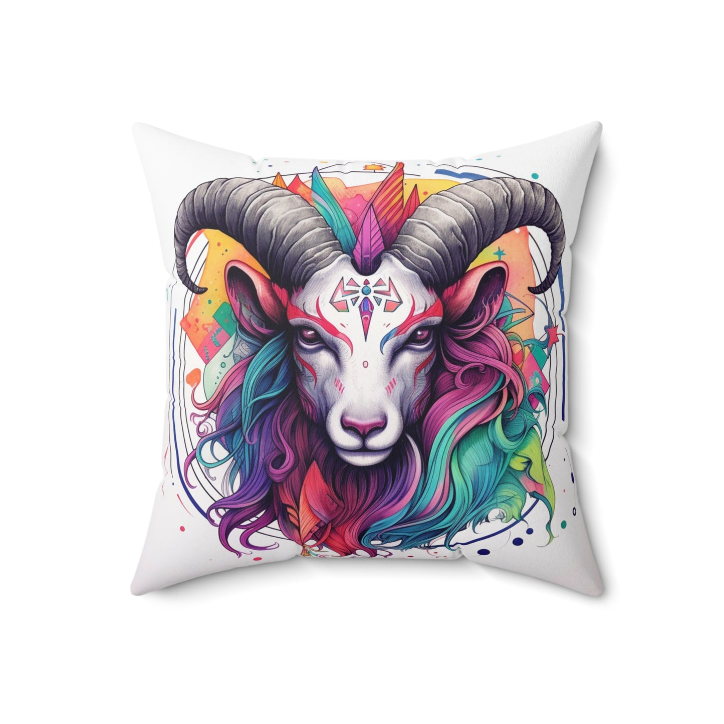 Chill Capricorn Style - Fine Line Multicolor Astrology Design - Spun Polyester Square Pillow