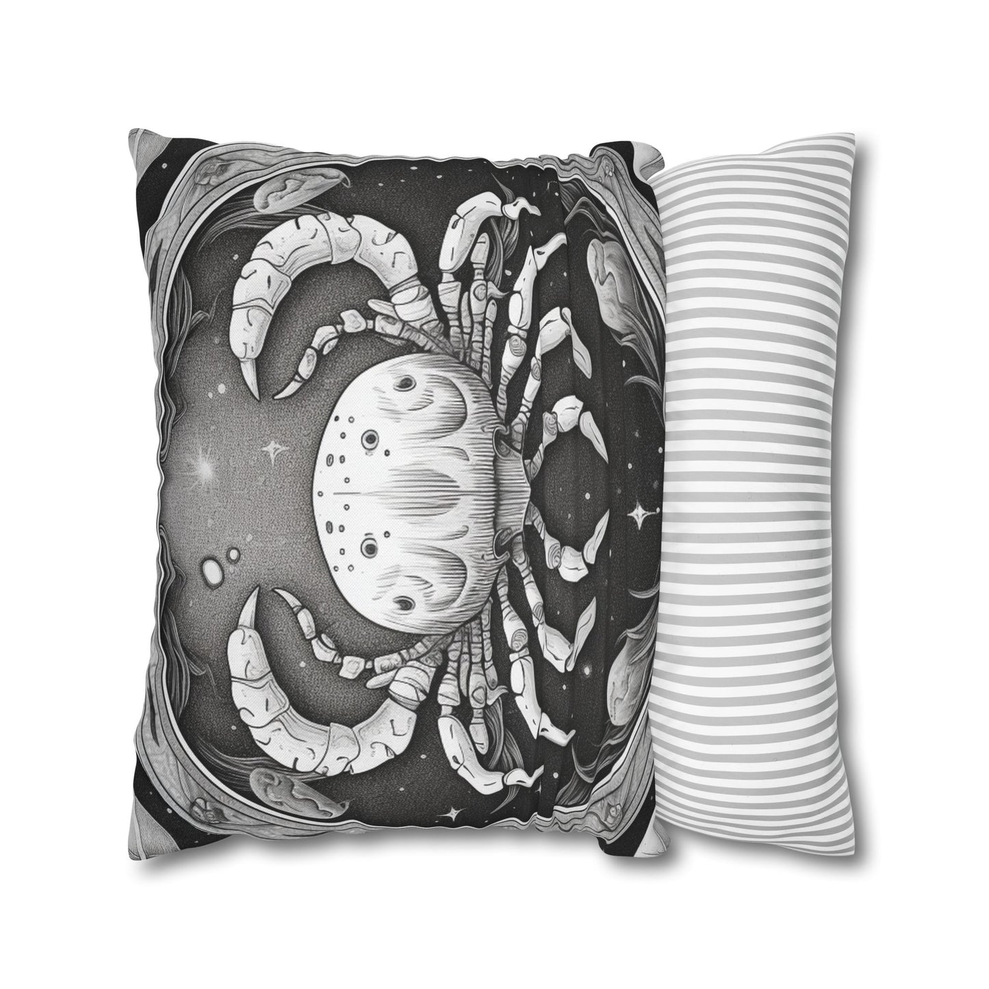 Cancer Zodiac Sign Polyester Square Pillow Case, Double Sided Design