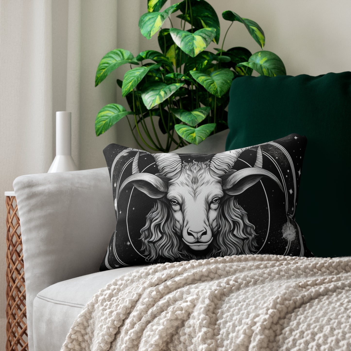 Capricorn Zodiac Design, Spun-Polyester Lumbar Pillow, Double-Sided Print