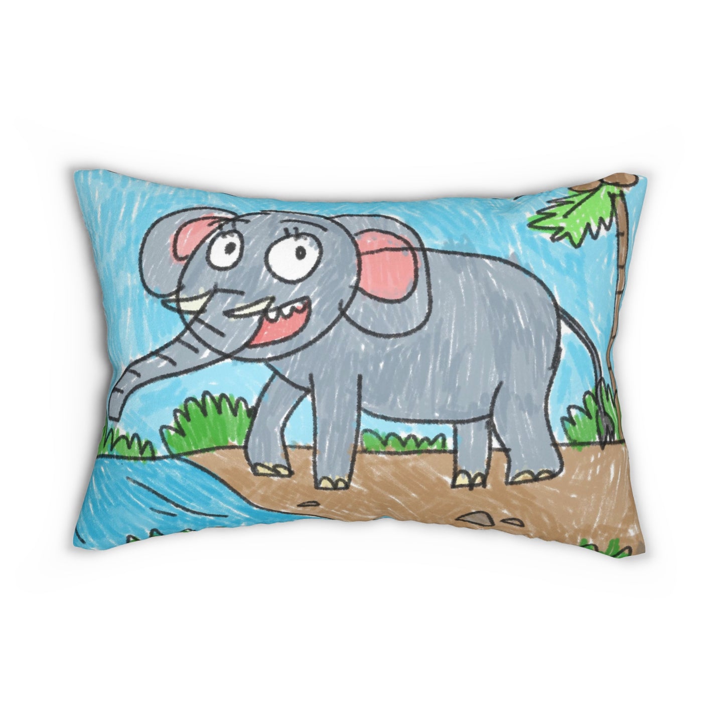 Elefante Elephant King Safari Animal Laundry Spun Polyester Lumbar Pillow