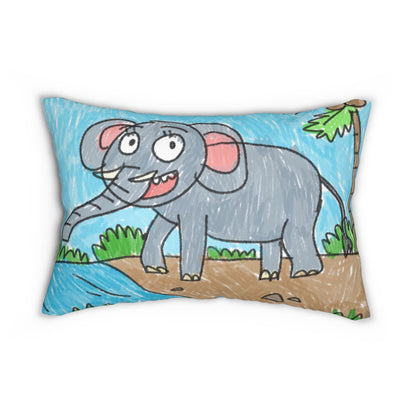 Elefante Elephant King Safari Animal Laundry Spun Polyester Lumbar Pillow