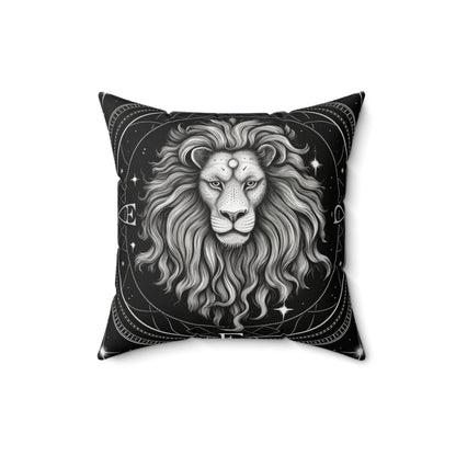 Leo Zodiac, Lion Symbol Design, Fire Element, Spun Polyester Square Pillow