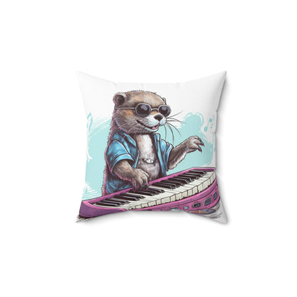 Otter Piano Keyboard Music Player Graphic Spun Polyester Square Pillow