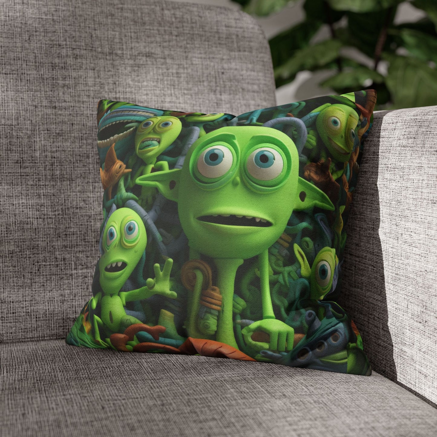 Toy Alien Story Space Character Galactic UFO Anime Cartoon - Spun Polyester Square Pillow Case