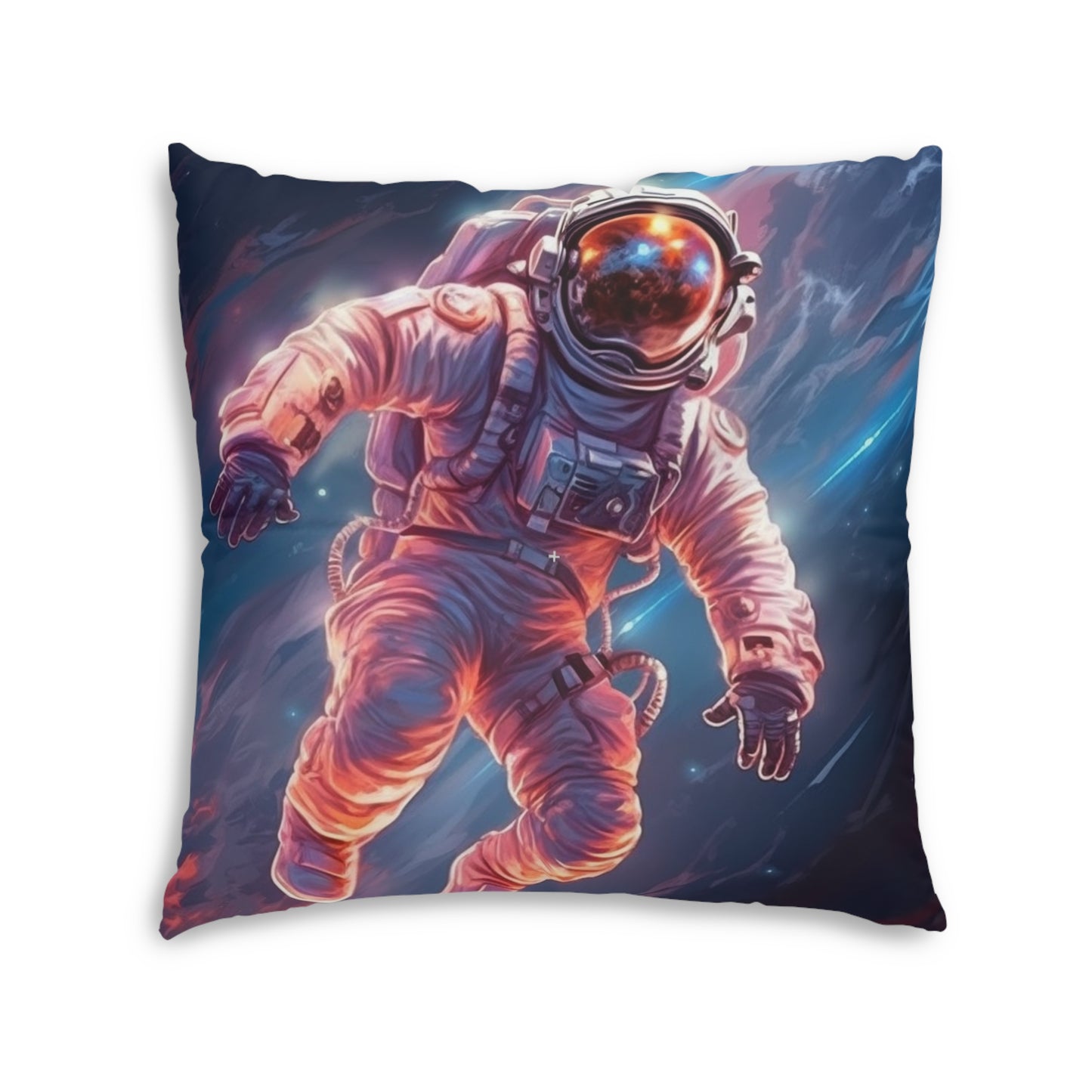 Astronaut Outer Space - Galaxy Starfield Art - Tufted Floor Pillow, Square