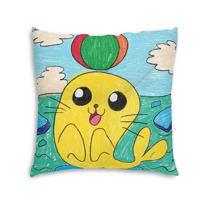 Seal Trick Marine Ocean Animal Sea Creature Tufted Floor Pillow, Square