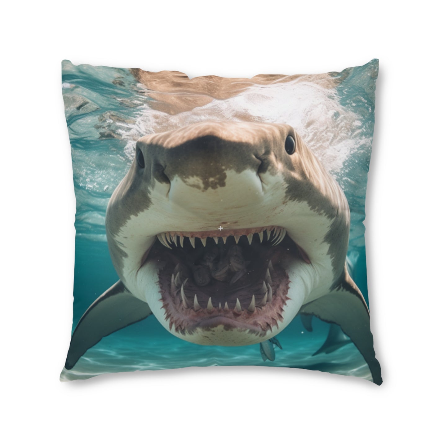 Bull Shark: River Monster Menace - Realistic Dark Water Predator - Tufted Floor Pillow, Square