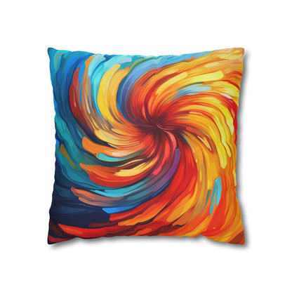 Vibrant Swirling Abstract Art - Unique and Colorful Spun Polyester Square Pillow Case