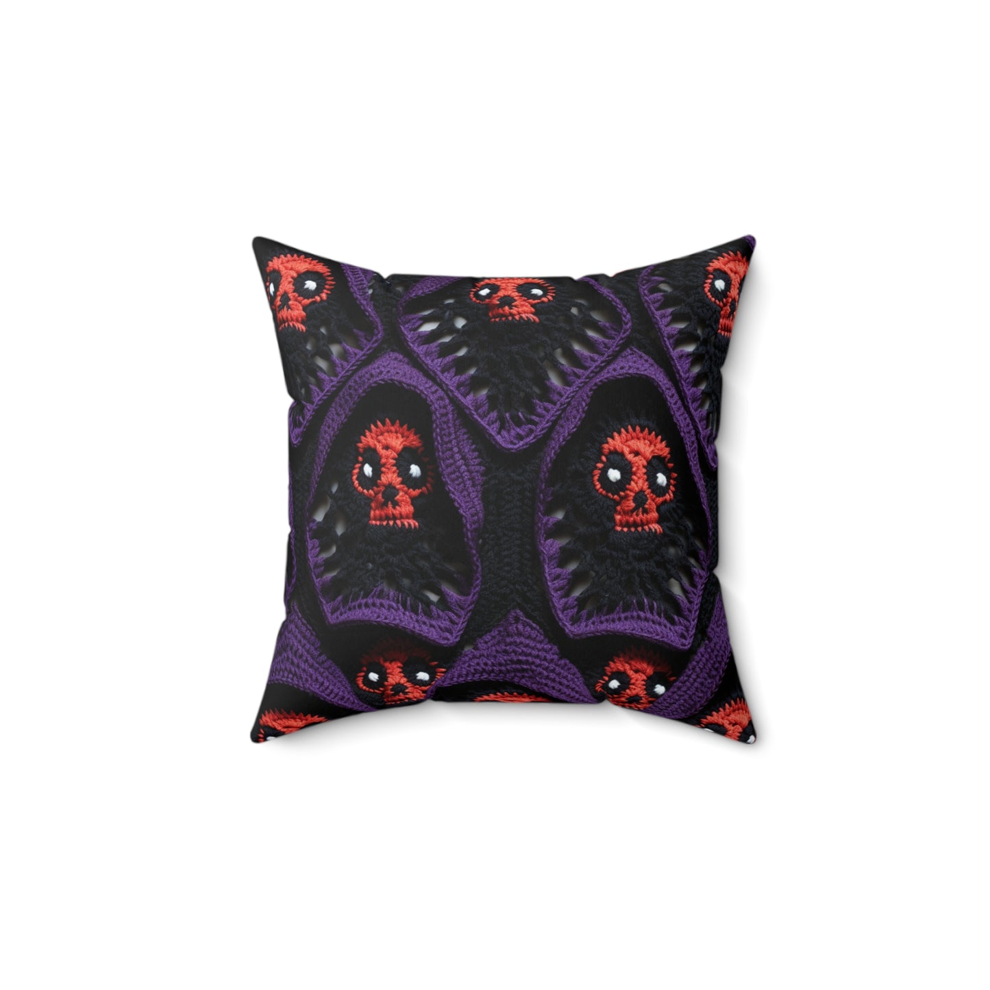 Grim Reaper Crochet Halloween Fright Scare Ghoul Fantasy Horror - Spun Polyester Square Pillow