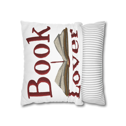 Open Book Embroidery Art: Book Lover Text for Avid Readers - Spun Polyester Square Pillow Case