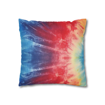 Rainbow Tie-Dye Denim: Vibrant Multi-Color, Fabric Design Spectacle - Spun Polyester Square Pillow Case