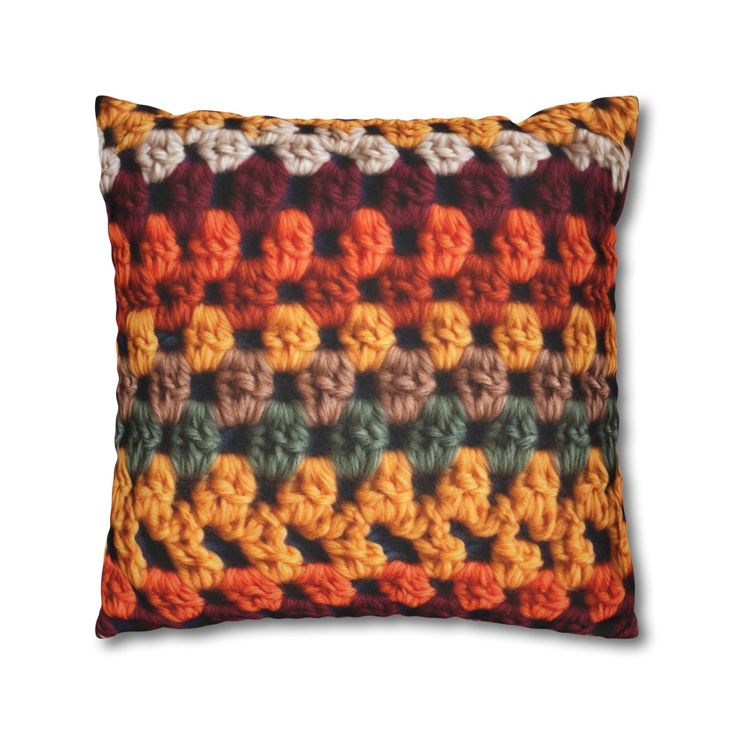 Crochet Thanksgiving Fall: Classic Fashion Colors for Seasonal Look - Spun Polyester Square Pillow Case