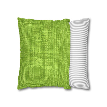 Lush Grass Neon Green: Denim-Inspired, Springtime Fabric Style - Spun Polyester Square Pillow Case