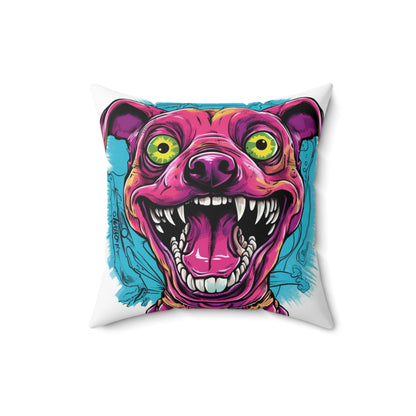 Retro Alien Dog Cartoon Aesthetic Spun Polyester Square Pillow