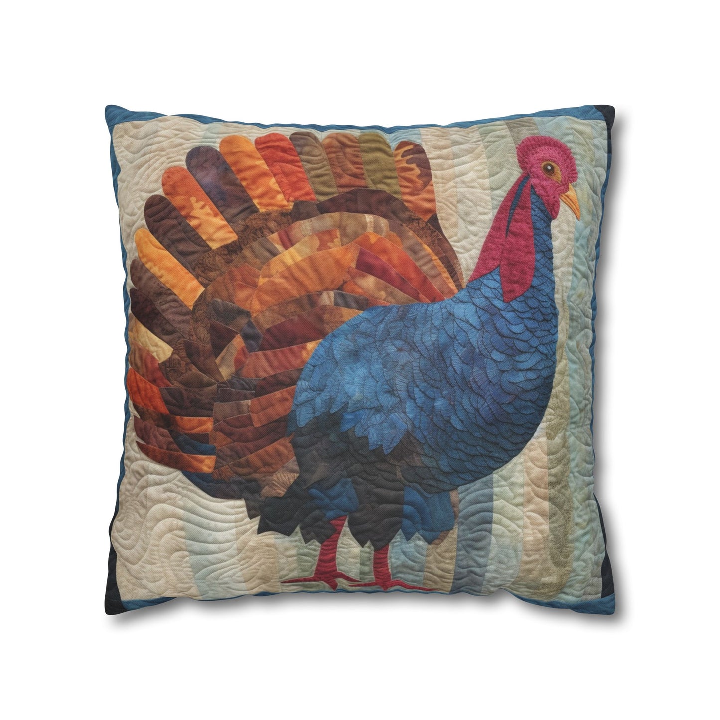 Thanksgiving Harvest Quilt: Festive Turkey Design for Holiday Season - Spun Polyester Square Pillow Case