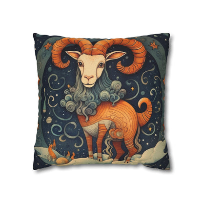 Capricorn Zodiac Children's Book Style Humorous Design - Spun Polyester Square Pillow Case