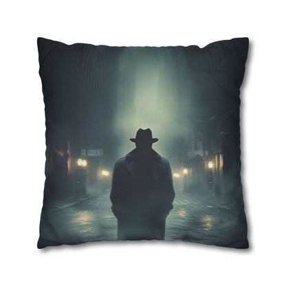 Mystery Detective Alley - Noir Book Cover Artwork Spun Polyester Square Pillow Case