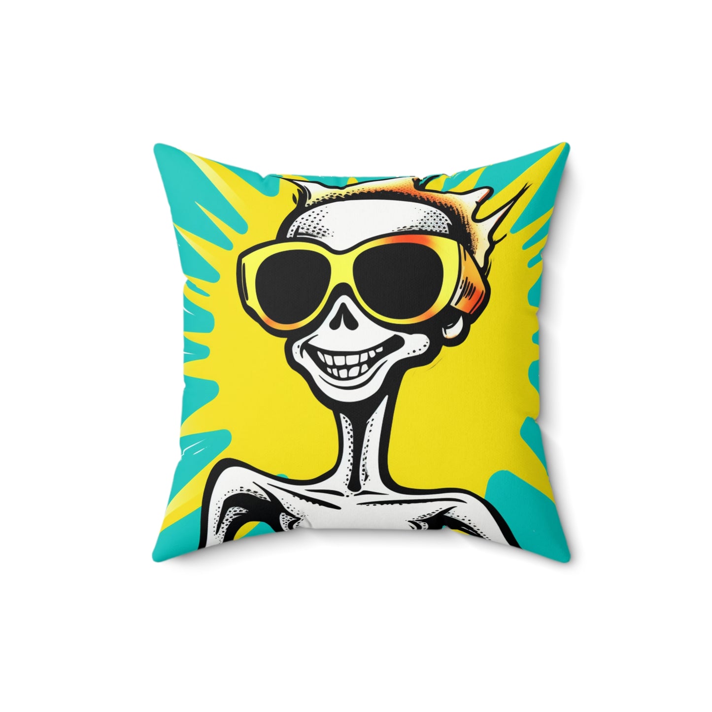 Stylish Summer Alien Anime Cartoon Spun Polyester Square Pillow