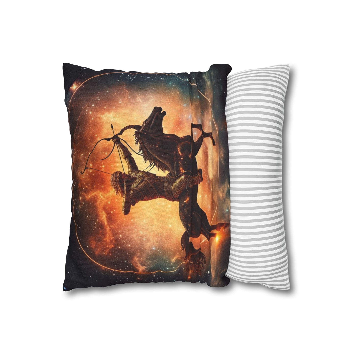 Sagittarius Constellation Totem - Archer in Action Zodiac Symbol - Spun Polyester Square Pillow Case