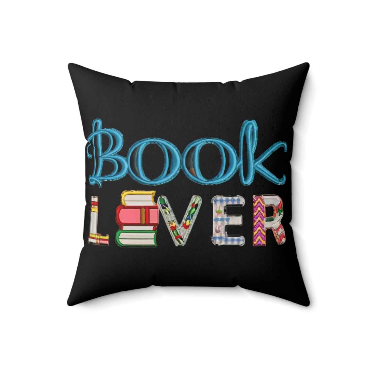 Bookworm Book Lover - Artistic Embroidery Style for Literature Fans - Spun Polyester Square Pillow