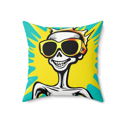 Stylish Summer Alien Anime Cartoon Spun Polyester Square Pillow