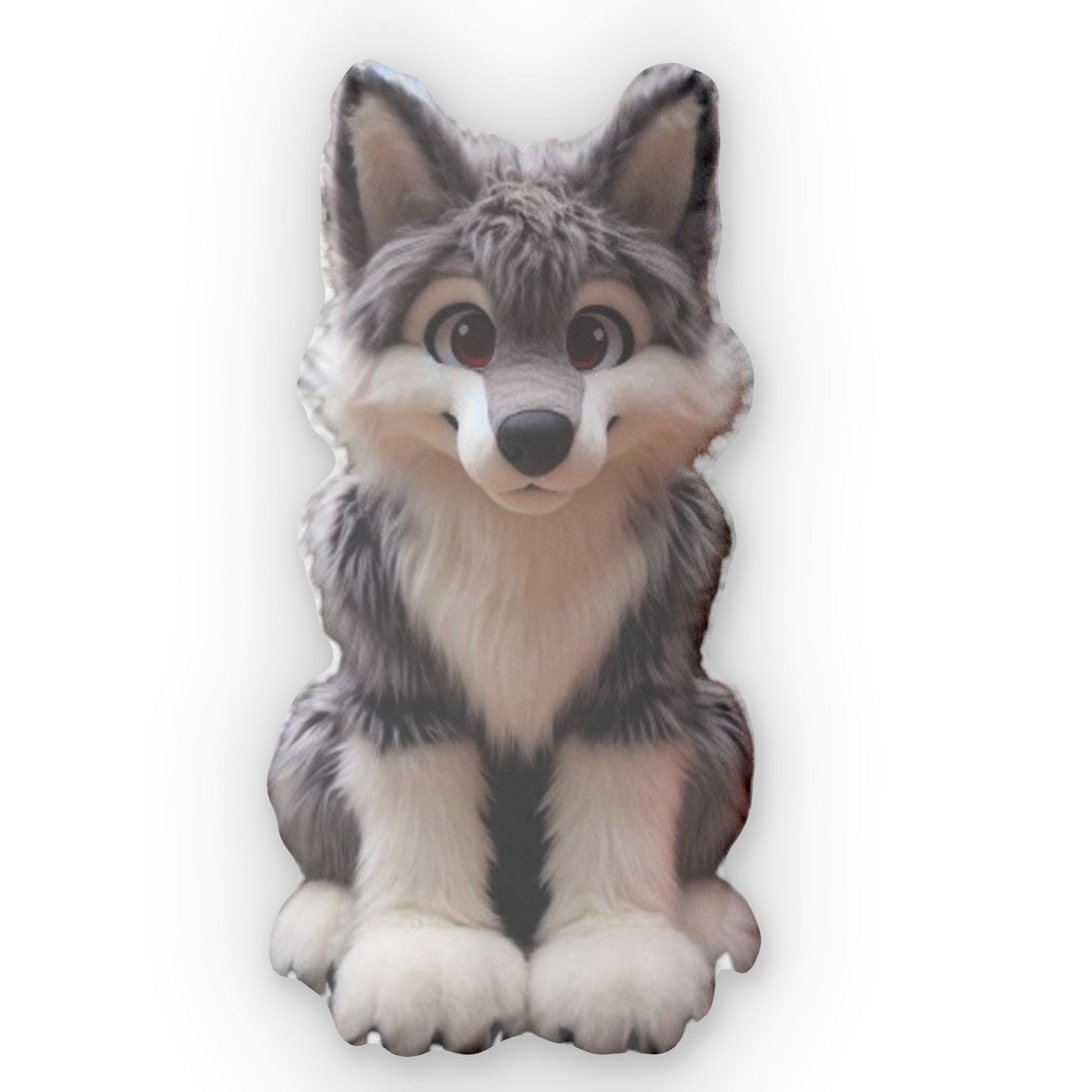 Furry Wolf Plush Shaped Pillow