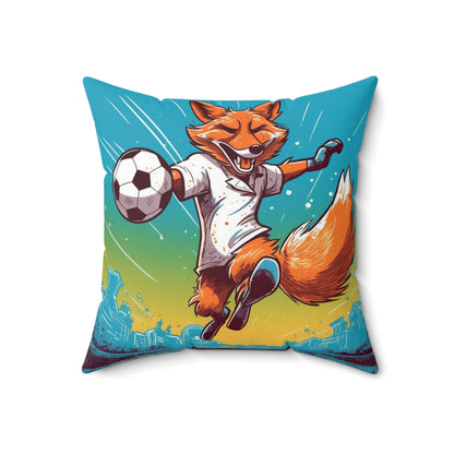 Fox Soccer Athletic Sport Anime Graphic Spun Polyester Square Pillow