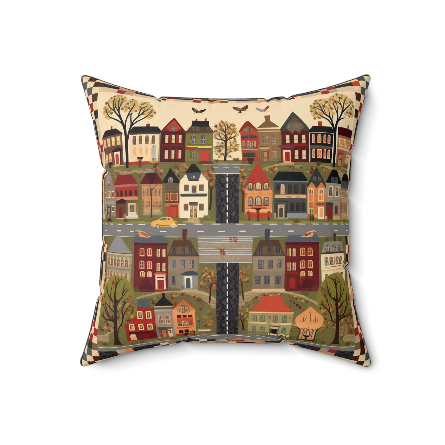 Home Town Quilt Design - Spun Polyester Square Pillow