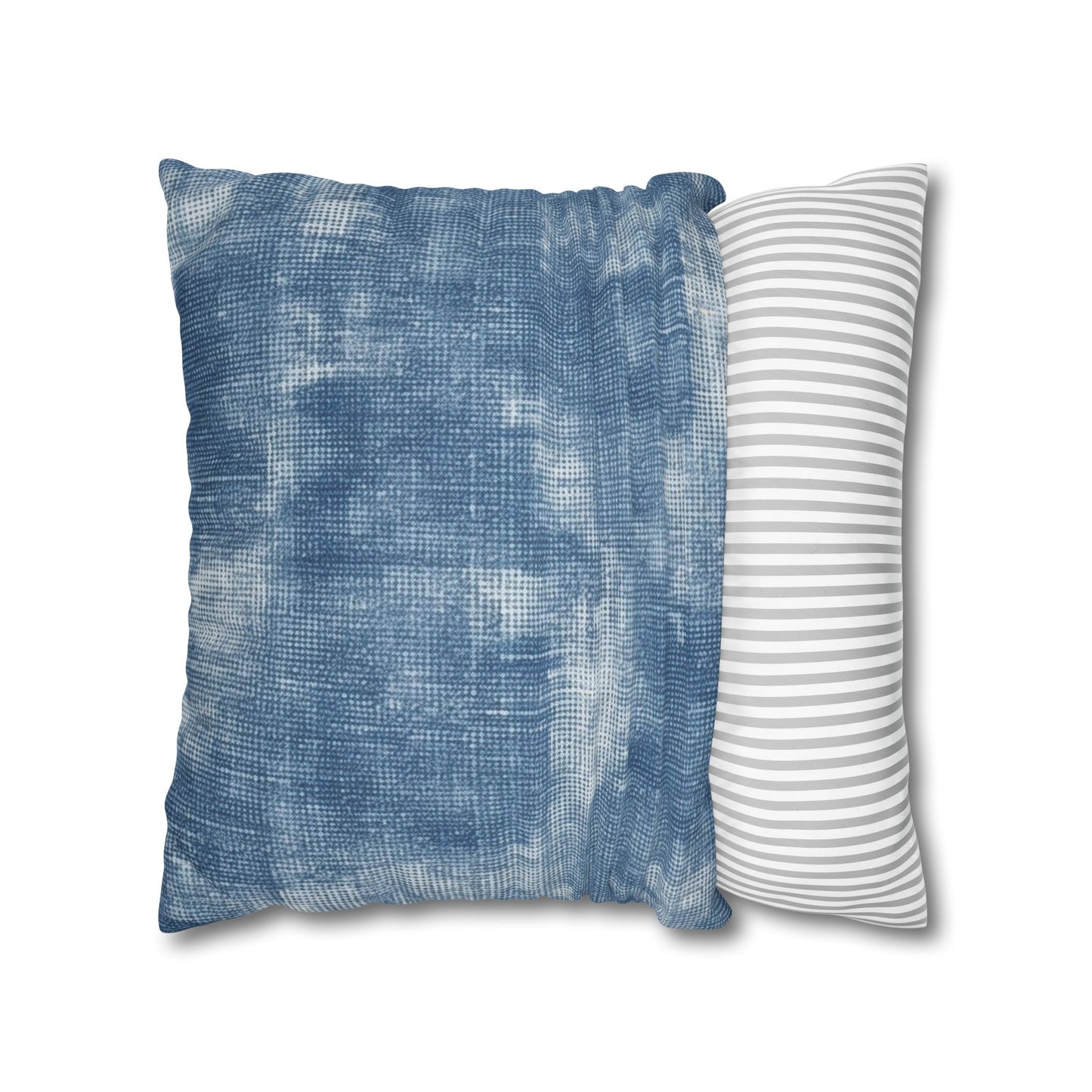 Faded Blue Washed-Out: Denim-Inspired, Style Fabric - Spun Polyester Square Pillow Case