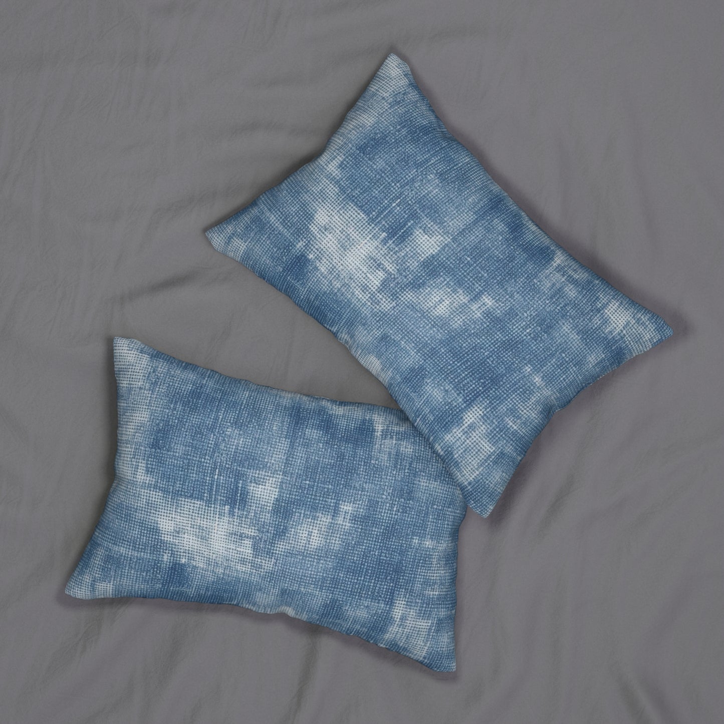 Faded Blue Washed-Out: Denim-Inspired, Style Fabric - Spun Polyester Lumbar Pillow