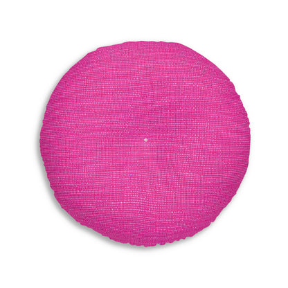 Hot Neon Pink Doll Like: Denim-Inspired, Bold & Bright Fabric - Tufted Floor Pillow, Round