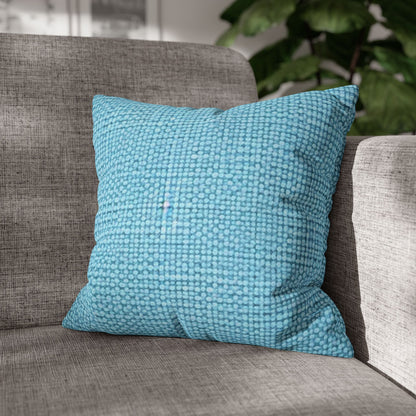 Bright Aqua Teal: Denim-Inspired Refreshing Blue Summer Fabric - Spun Polyester Square Pillow Case