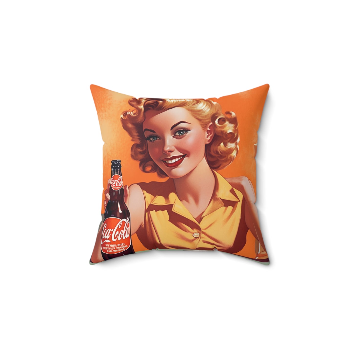 Retro Pop Art Cola Drink Style Vintage Soda Advertisement - Polyester Square Pillow