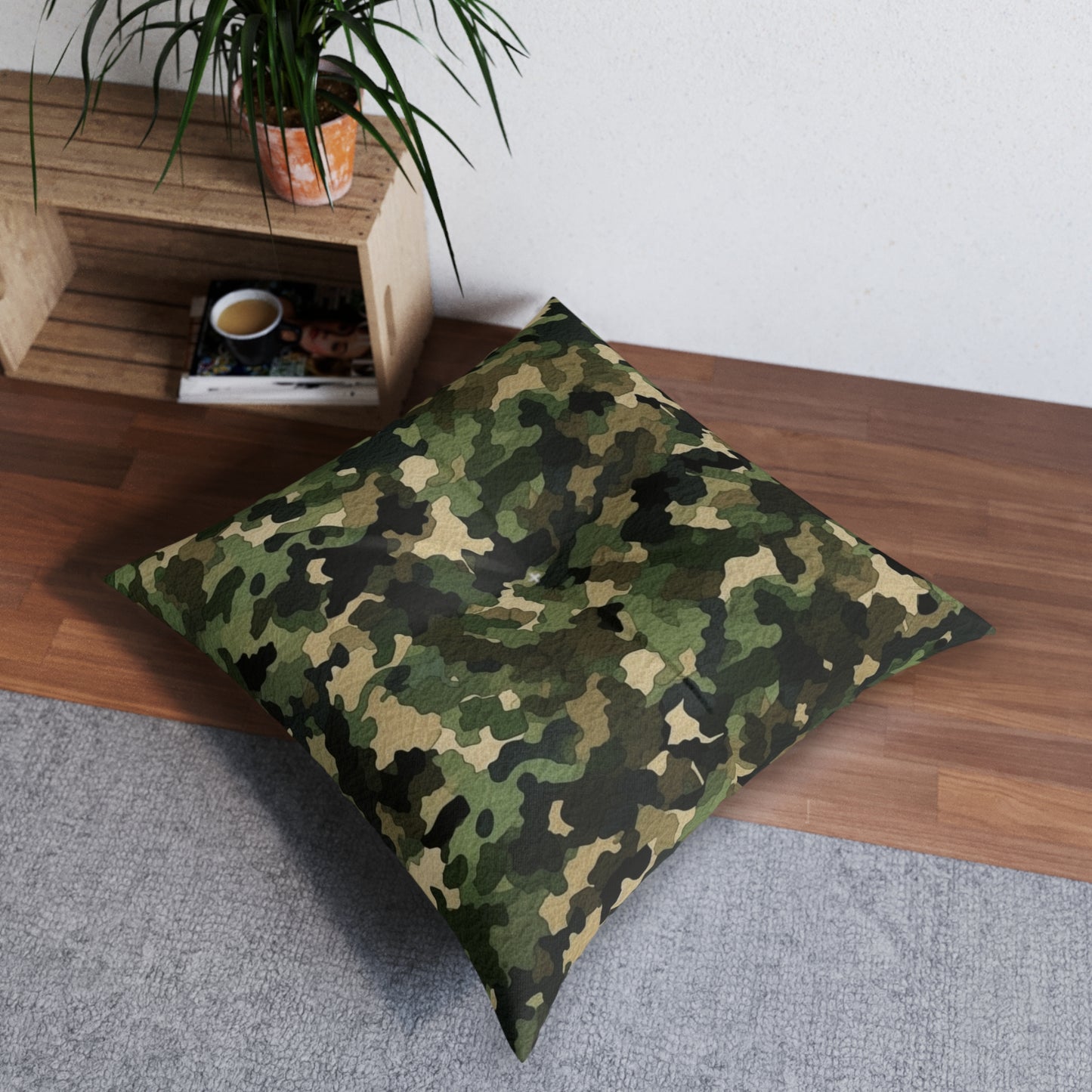 Classic Camo | Camouflage Wrap | Traditional Camo - Tufted Floor Pillow, Square