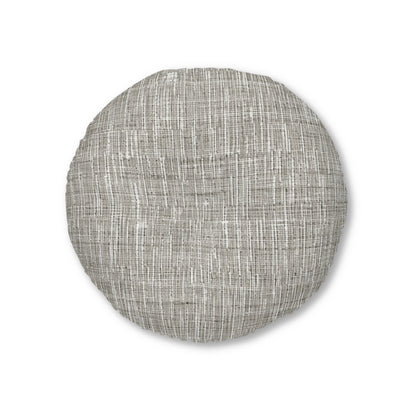 Silver Grey: Denim-Inspired, Contemporary Fabric Design - Tufted Floor Pillow, Round