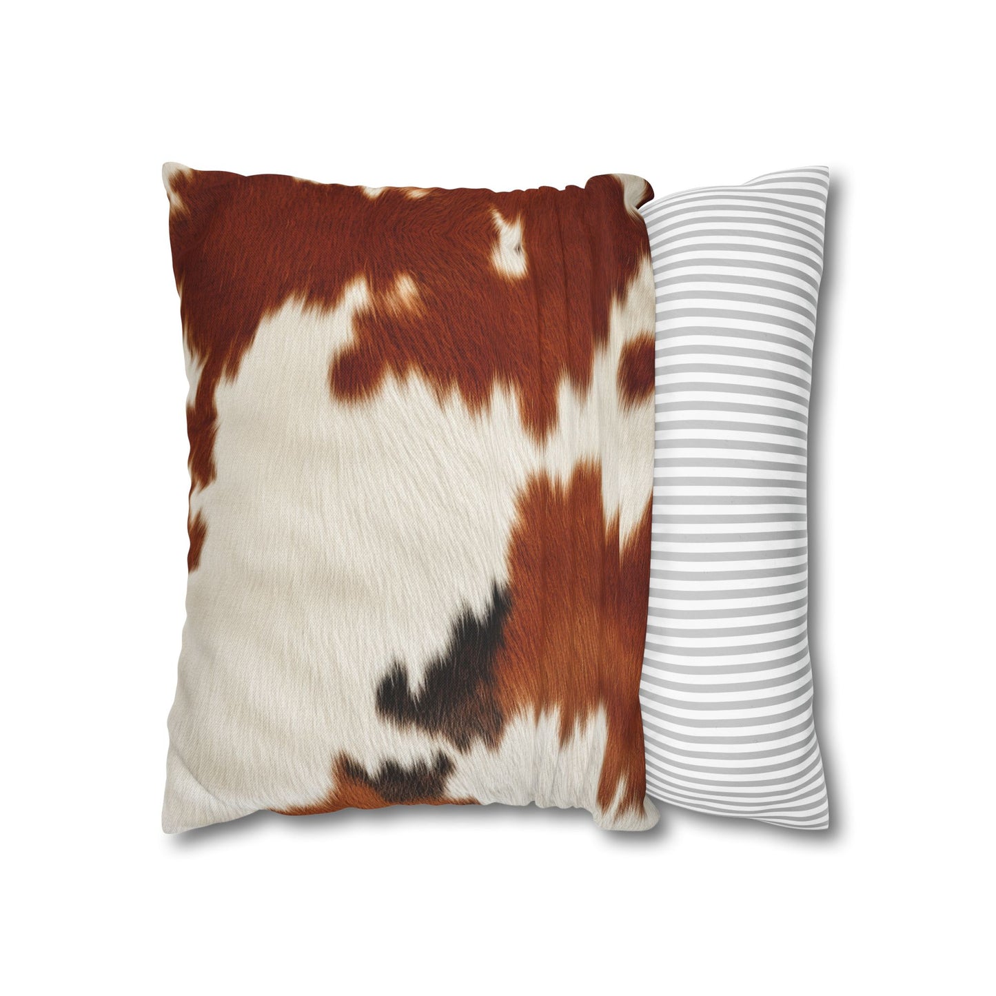 Hair Cowhide Leather Natural Design Tough Durable Rugged Style - Spun Polyester Square Pillow Case